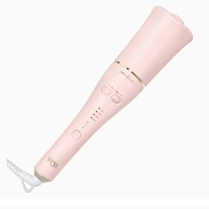 New lena genie curl automatic hair curler in pink color with travel pouch